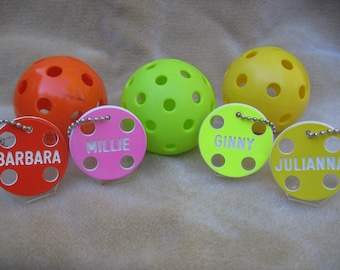 personalized pickleball bag tags, custom pickleball gifts, pickleball name tags