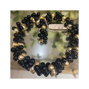 Vintage NWT Coro Black Gold Beaded Cluster Necklace Original New Tag Estate