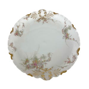 H & C Limoges 13.5” Charger Plate Serving Tray Pink Roses Haviland Bowmann