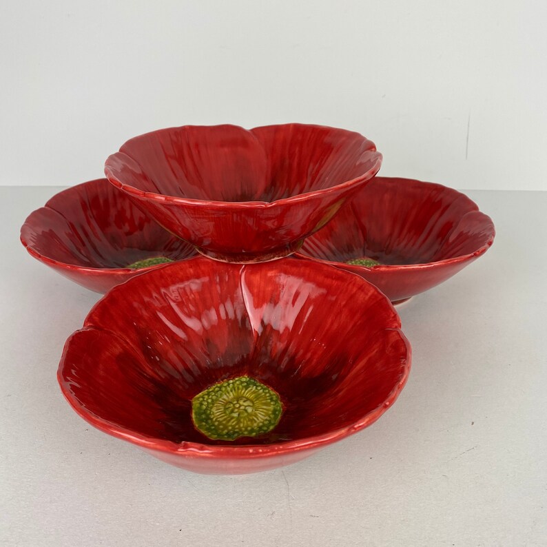 Maxcera Spring Poppy Soup Cereal 4 Soup Cereal Bowls 9842 Etsy