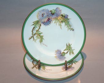 8456: Royal Doulton Glamis Thistle SET 2 Bread Dessert Plates Artist P Curnock Vintage Fine China at Vintageway Furniture