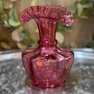 Fenton Cranberry Vase - Etsy