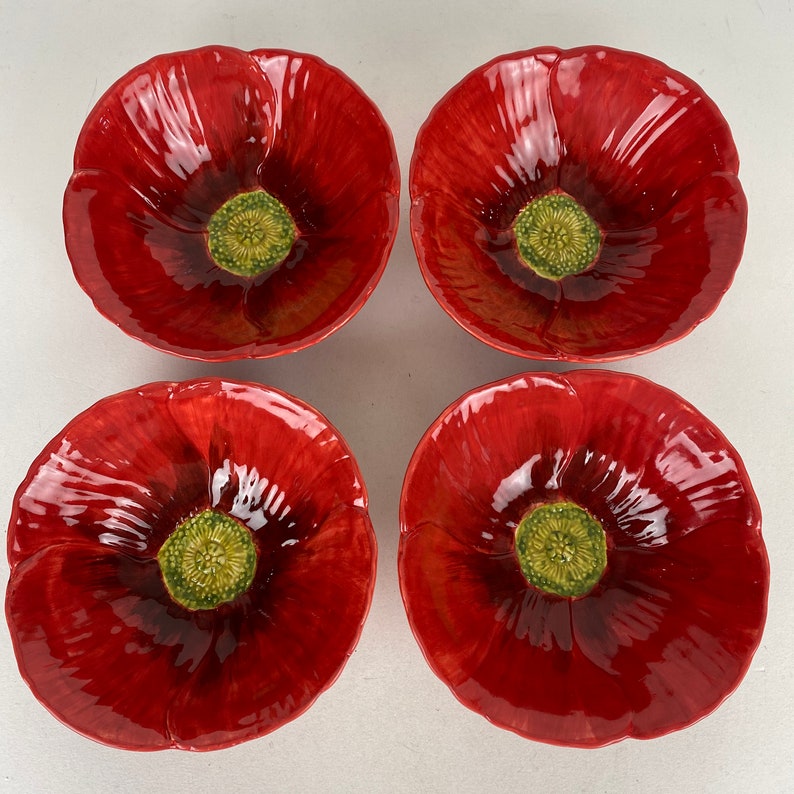 Maxcera Spring Poppy Soup Cereal 4 Soup Cereal Bowls 9842 Etsy