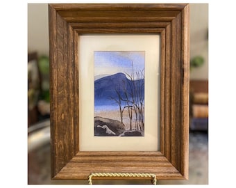 J Parker Watercolor Original Painting Artist Signed Wood Framed under Glass Vintage