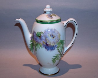 8459: Royal Doulton Glamis Thistle Coffee Pot Artist P Curnock Vintage Fine China at Vintageway Furniture