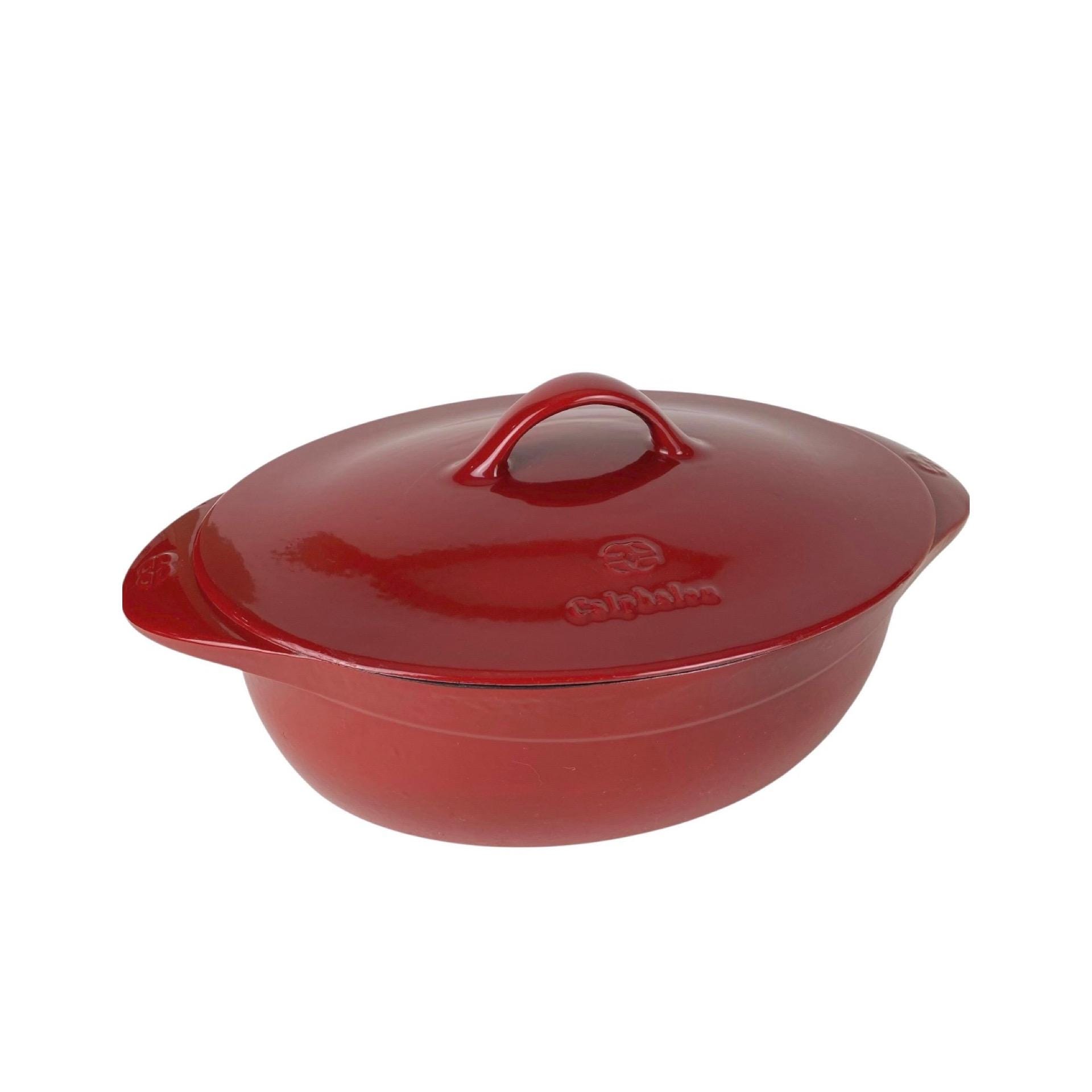 Calphalon 8 Quart Dutch Oven Red Oval Used Stained Inside Large