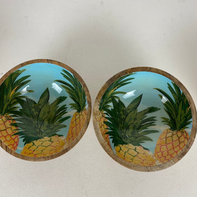 Mango Wood Pineapple Bowls Set Of 4 9880