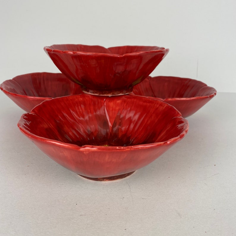 Maxcera Spring Poppy Soup Cereal 4 Soup Cereal Bowls 9842 Etsy