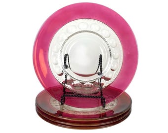 Indiana Glass Kings Crown Salad Plates 8 1/4” Set Of 4