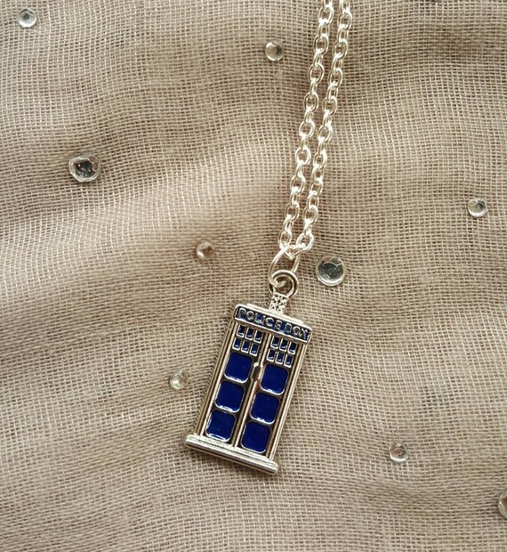 Tardis Necklace Earrings *SET* Dr Who Police Box Phone Charm Dr Who Necklace 
