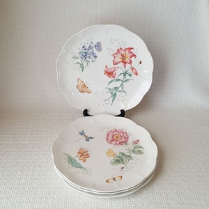 Lenox Butterfly Meadow Dinner Plates ~ Set of 4 ~ Each with Different Design