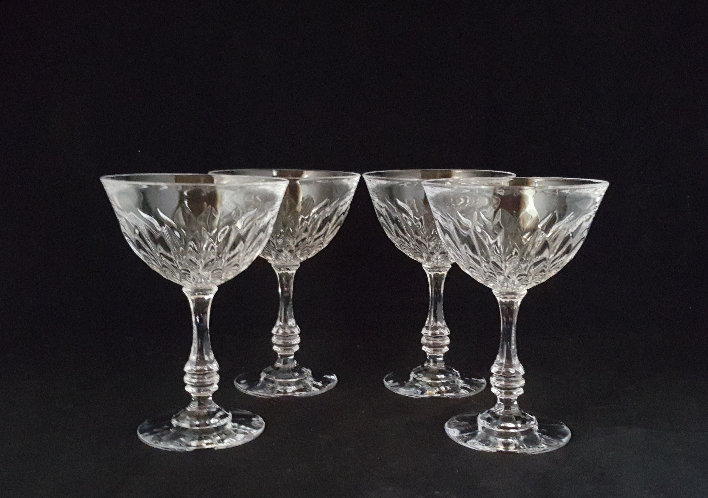 Fostoria Kimberly Lead Crystal Coupe Champagne Glasses Goblets Set of 4