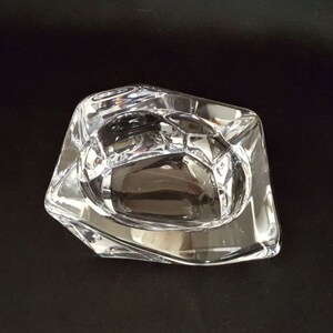 DAUM France Crystal Abstract Block Art Glass Ashtray Signed