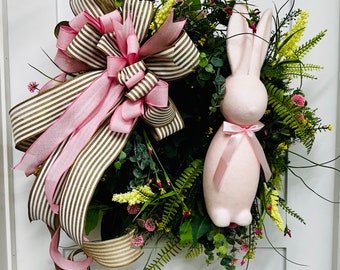 Spring Wreath, Easter Wreath, Floral Wreath, Front Door Wreath, Spring Decor, Easter Decor, Bunny Wreath, Bright Wreath, Bunny Decor