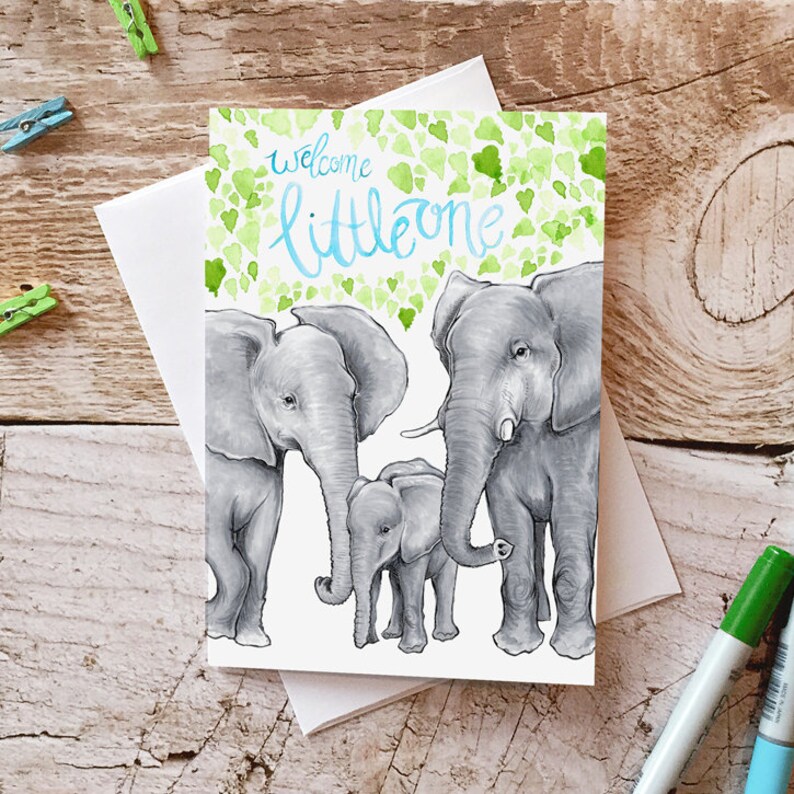 Download Baby Expecting Cards Paper Party Supplies Baby Shower Card Cute Baby Announcement Welcome Little One Elephant Baby Card Adoption Card New Baby Card Elephant Card For Mom Or Dad