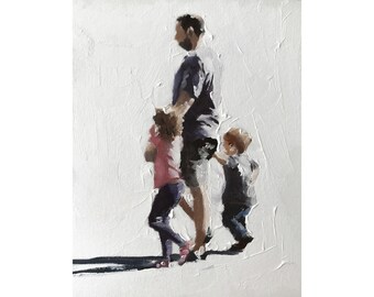 Impresión artística de Padre e hijos: Pintura al óleo original de James Coates