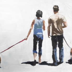 Couple walking dogs Painting, PRINTS, Canvas, Posters, Commissions, Fine Art - from original oil painting by James Coates