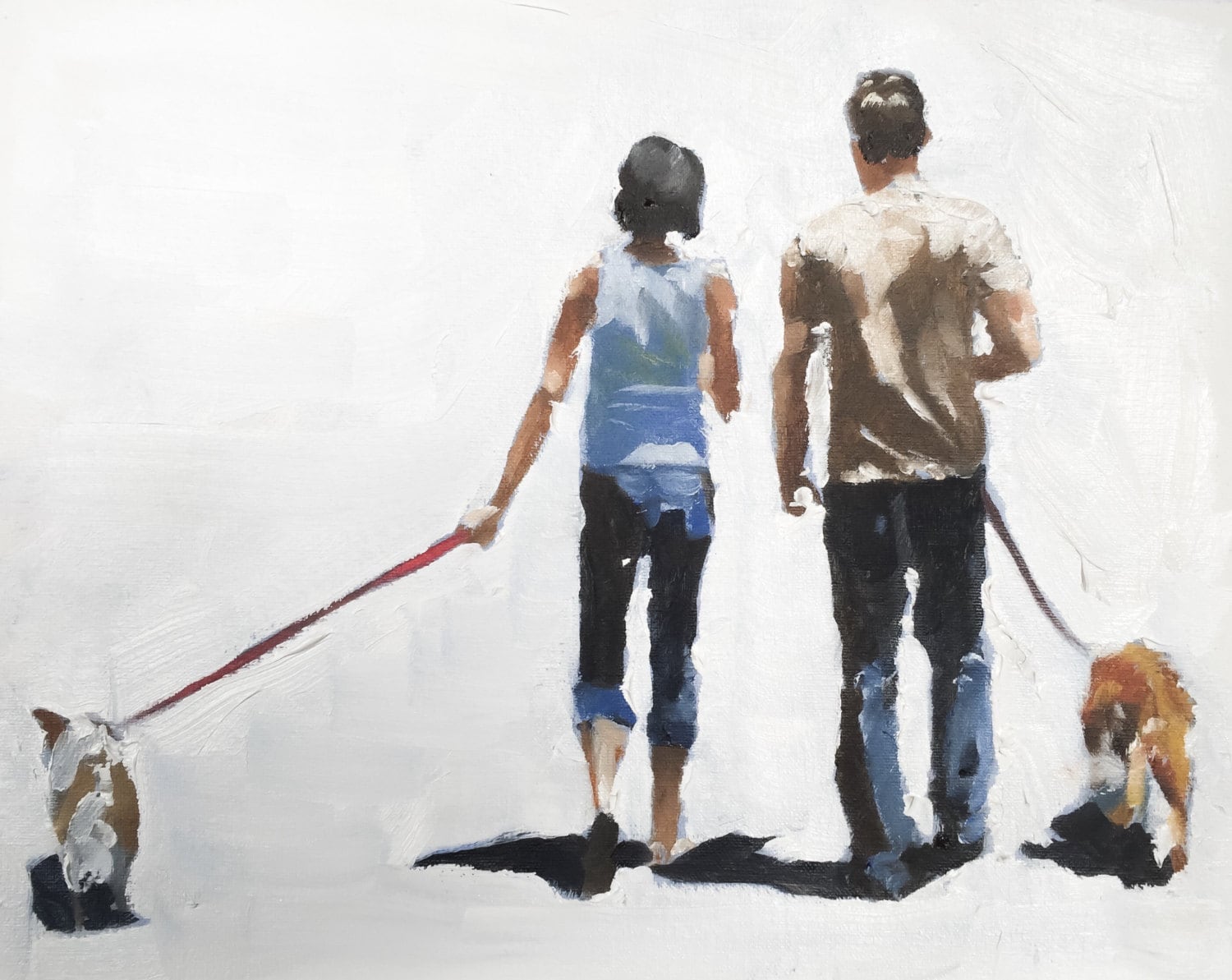 Dog walking painting sales