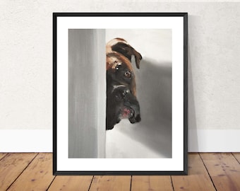 Boxer dog Painting, Dog art, Dog Print, Fine Art - from original oil painting by James Coates