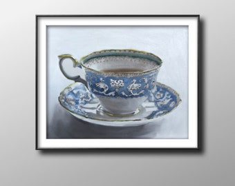 Cup of tea Painting - Still life art - Canvas and Paper Prints - Fine Art from original oil painting by James Coates