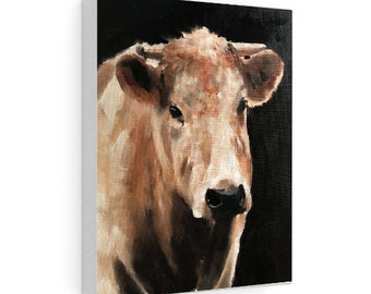 Cow Portrait Painting, Fine Art Print, Farmhouse Wall Art