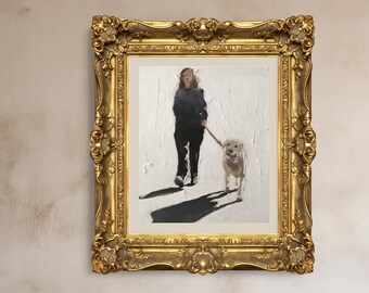 Hund Gassi gehen: Fine Art Print oder Original Ölgemälde