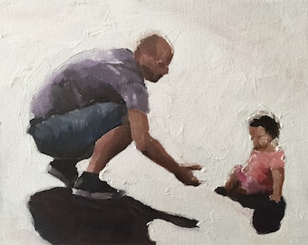Father and Daughter Painting – Fine Art Print, Canvas Art by James Coates