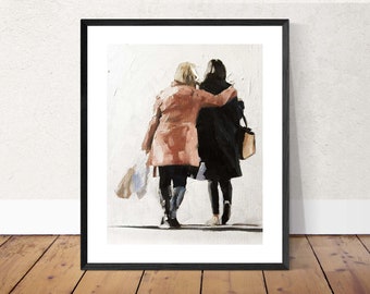 Friends shopping Painting, Posters, Prints, Originals, Commissions, Fine Art - from original oil painting by James Coates