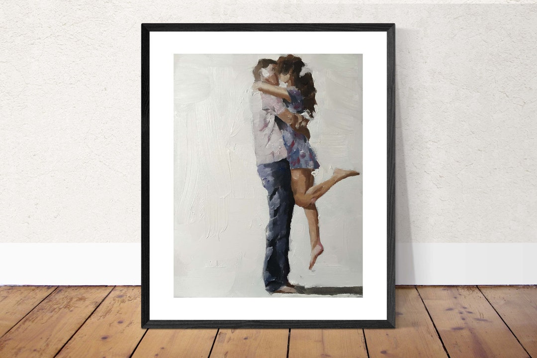 Couple in Love Oil Painting Print - Romantic Wall Art - Etsy