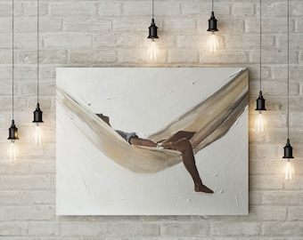 Woman in Hammock Canvas Print – Fine Art, Original Oil Painting