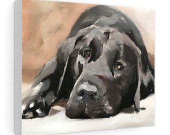 Labrador Dog Oil Painting Print: Fine Art Canvas or Paper