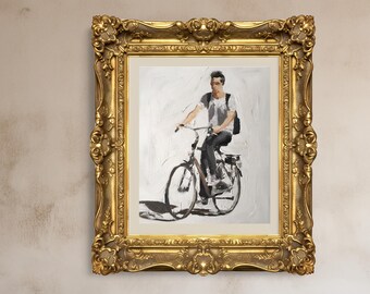 Man on Bicycle Art Print – Original Oil Painting by James Coates