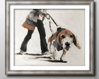 Gassi gehender Hund Druck – Beagle Ölgemälde von James Coates