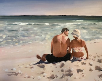 Custom painting from photo on canvas, oil painting commission, couple wedding gift, family portraits, gifts for family