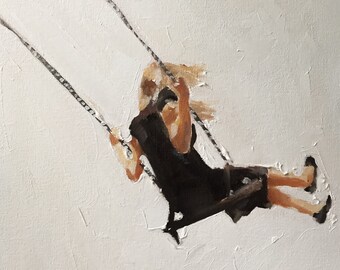 Girl on swing - Painting - Poster - Wall art - Canvas Print - Fine Art - from original oil painting by James Coates