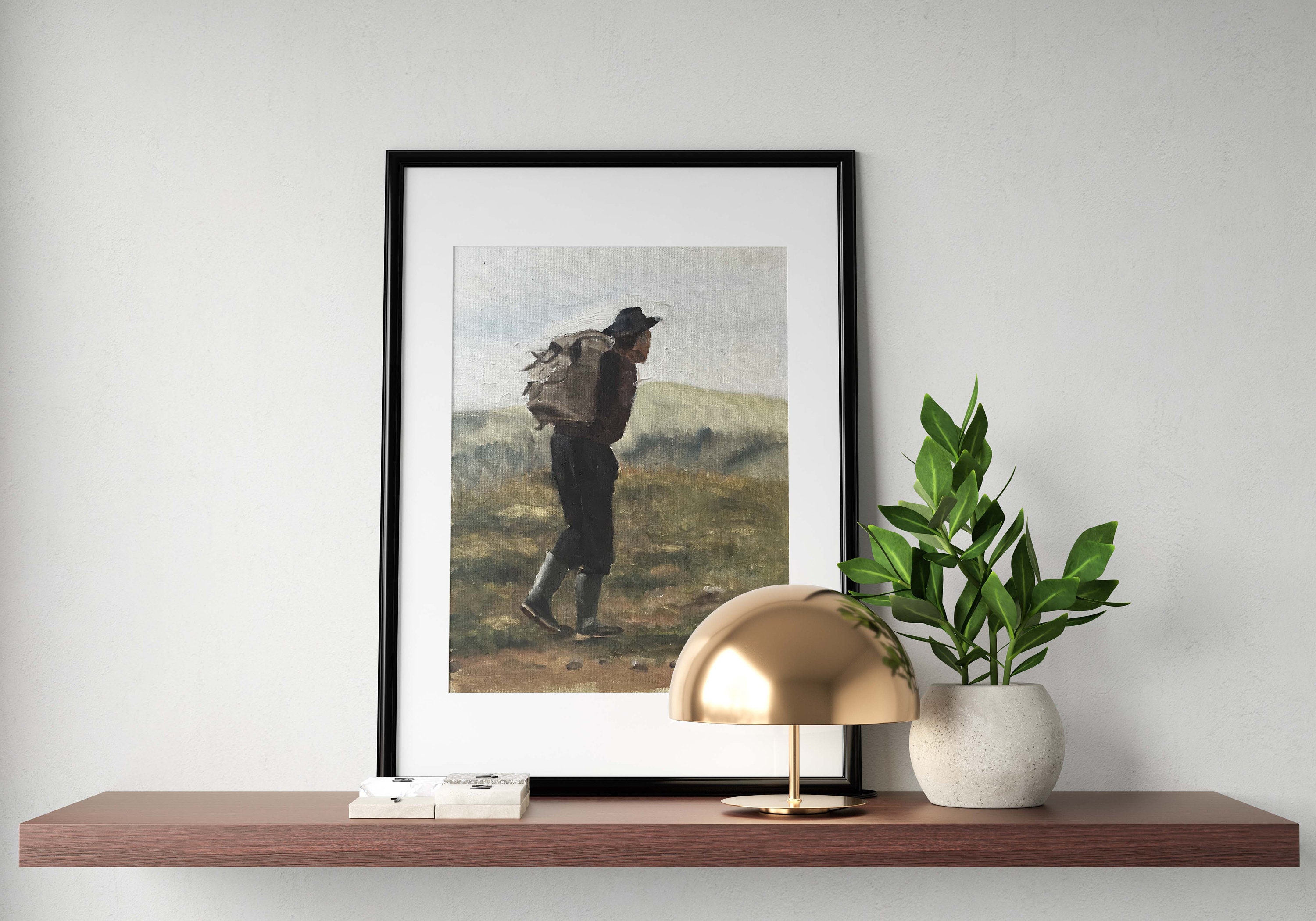 walker Wall art Fine Art Hiker Painting from original oil painting by James Coates Canvas Print