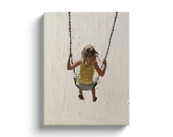 Girl on a swing Painting, Prints, Poster, Canvas, Originals, Commissions - Fine Art - from original oil painting by James Coates