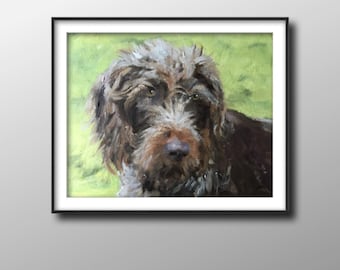Shaggy Dog Oil Painting Art Print: Pet Portrait
