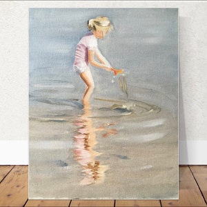 Beach girl Painting ,Prints, Canvas, Posters, Originals, Commissions, Fine Art, from original oil painting by James Coates image 1