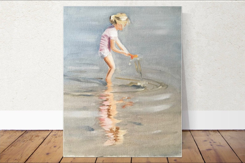 Beach girl Painting ,Prints, Canvas, Posters, Originals, Commissions, Fine Art, from original oil painting by James Coates image 1