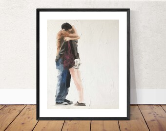 Love Painting, couple Poster, romance Wall art, Canvas Print, Fine Art - from original oil painting by James Coates
