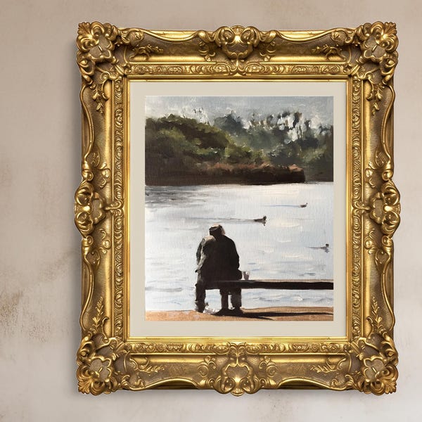 浜辺の男の絵画：ファインアートプリントまたはキャンバス - ジェームズ・コーツ