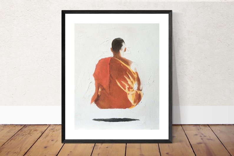 Buddhism Art Print: Monk Oil Painting on Canvas - Etsy