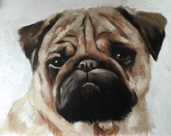 Pug Dog Painting - Dog art - Dog Print - Fine Art - from original oil painting by James Coates