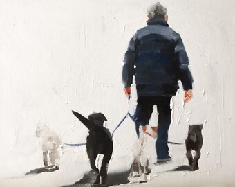 Hund Gassi gehen Kunstdruck: Original Ölgemälde von James Coates