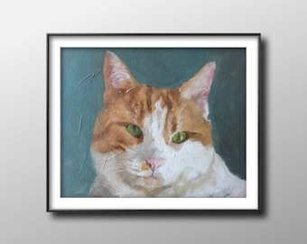 Pintura de gato malhado laranja - Impressão artística ou tela