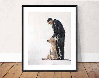 Man and Dog Art Print: Fine Art Oil Painting by James Coates