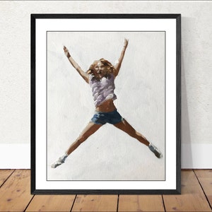 Girl Jumping for Joy, girl  Painting, Wall art, Canvas Print - Fine Art - from original oil painting by James Coates