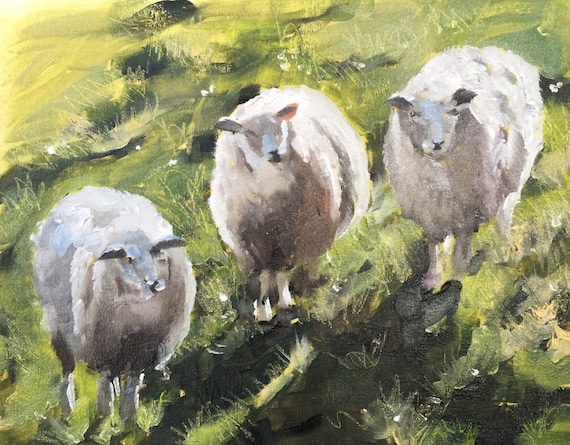 Sheep Painting Sheep Poster Sheep Wall art Sheep Canvas | Etsy