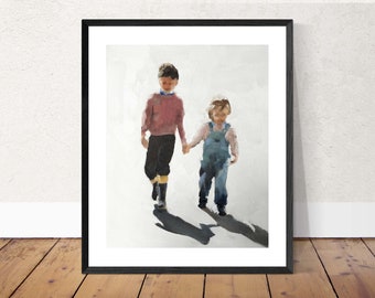 Children holding hands Painting, Prints, Posters, Originals, Commissions, Fine Art - from original oil painting by James Coates